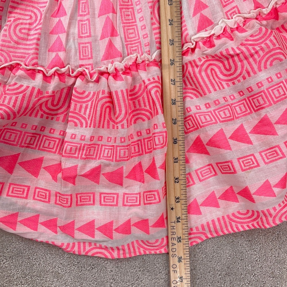 Sumitra‎ Dress Women OSFA Neon Pink Geometric Peasant Boho Tier Resort Kaftan - Picture 12 of 14